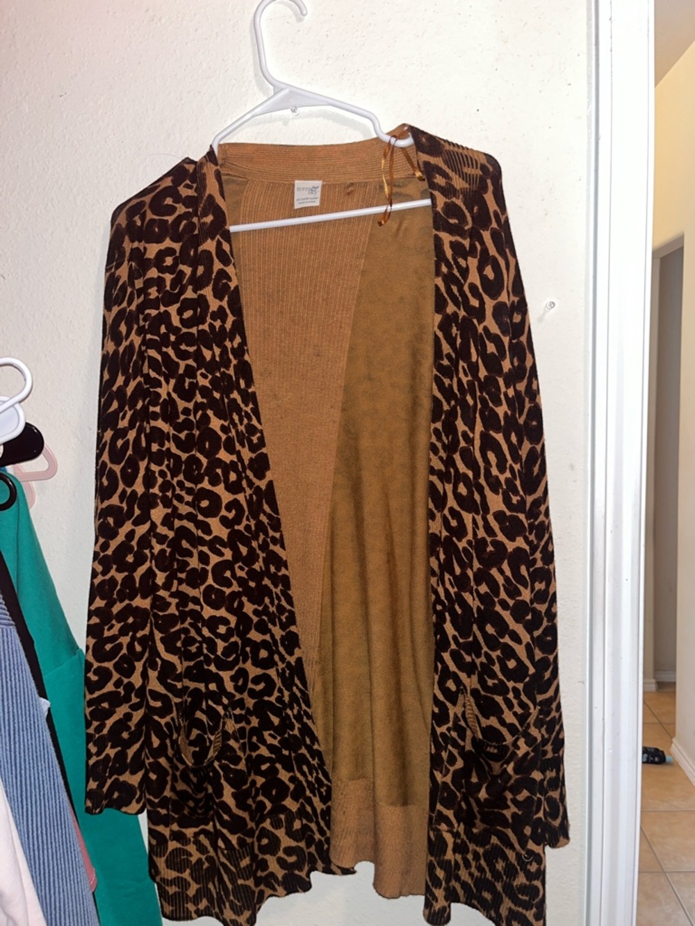 Leopard Print Open-Front Women’s Cardigan - Brown